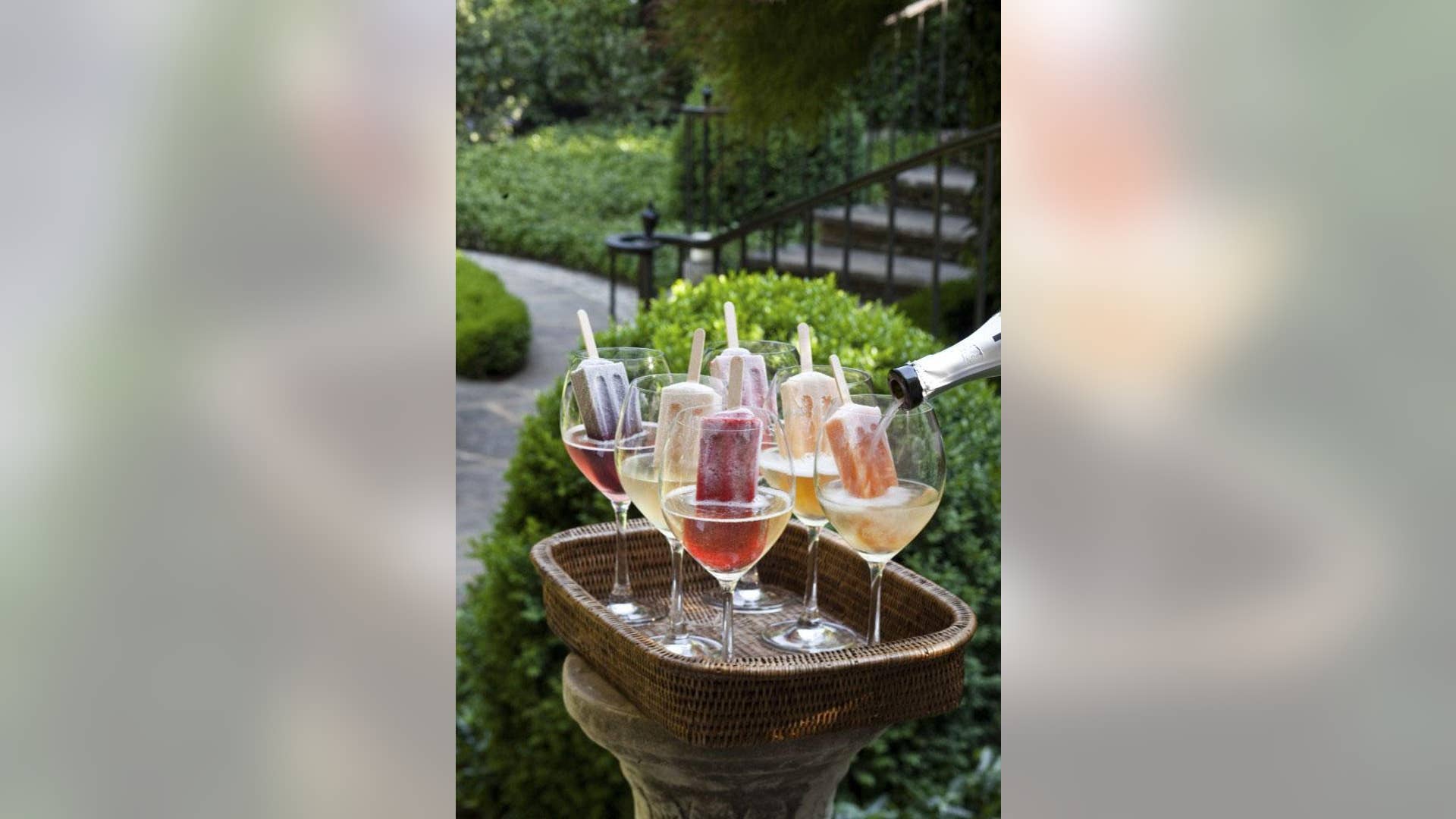 Peach-Mint Ice Pops with Prosecco