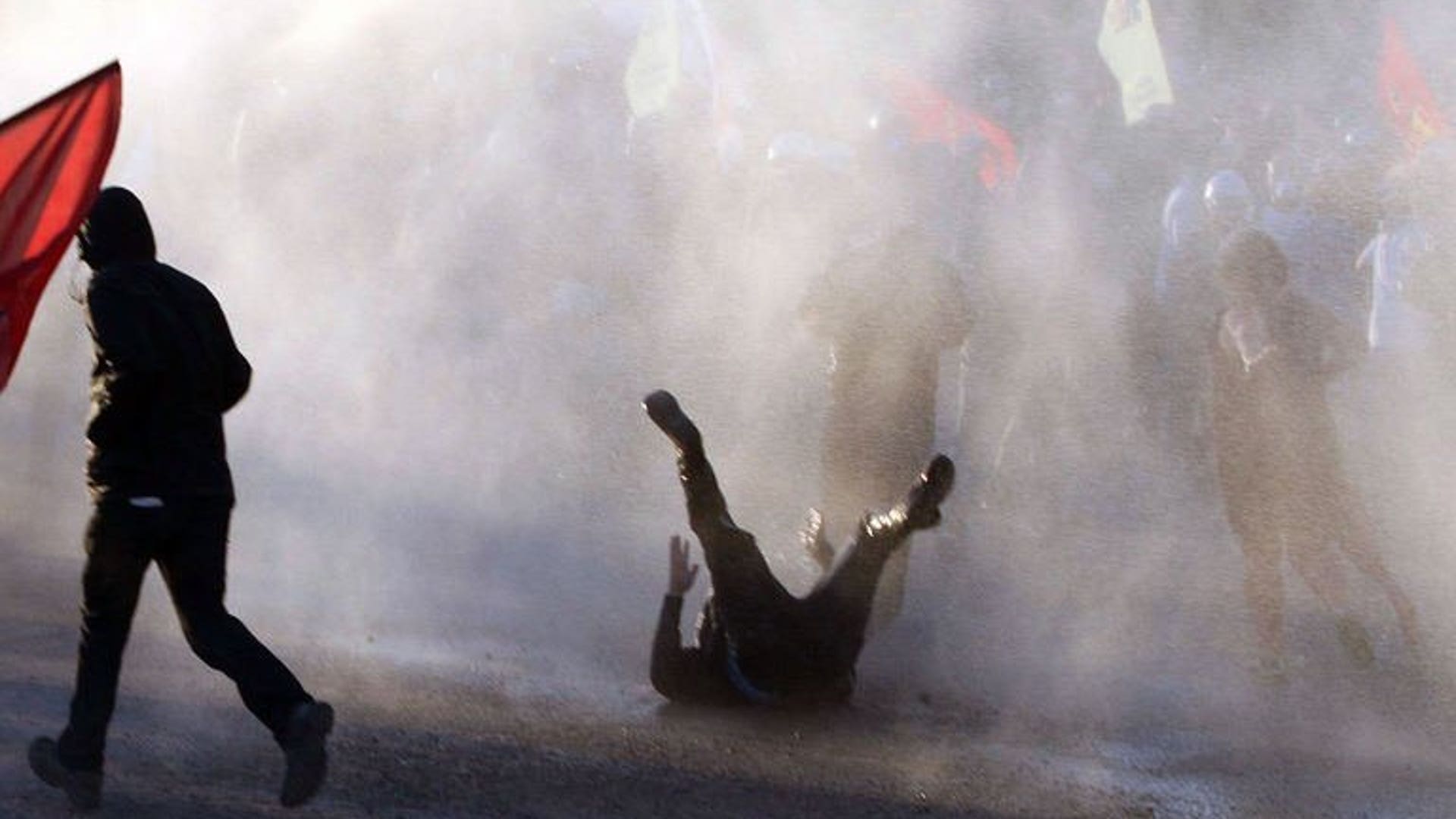 Students amid the gas