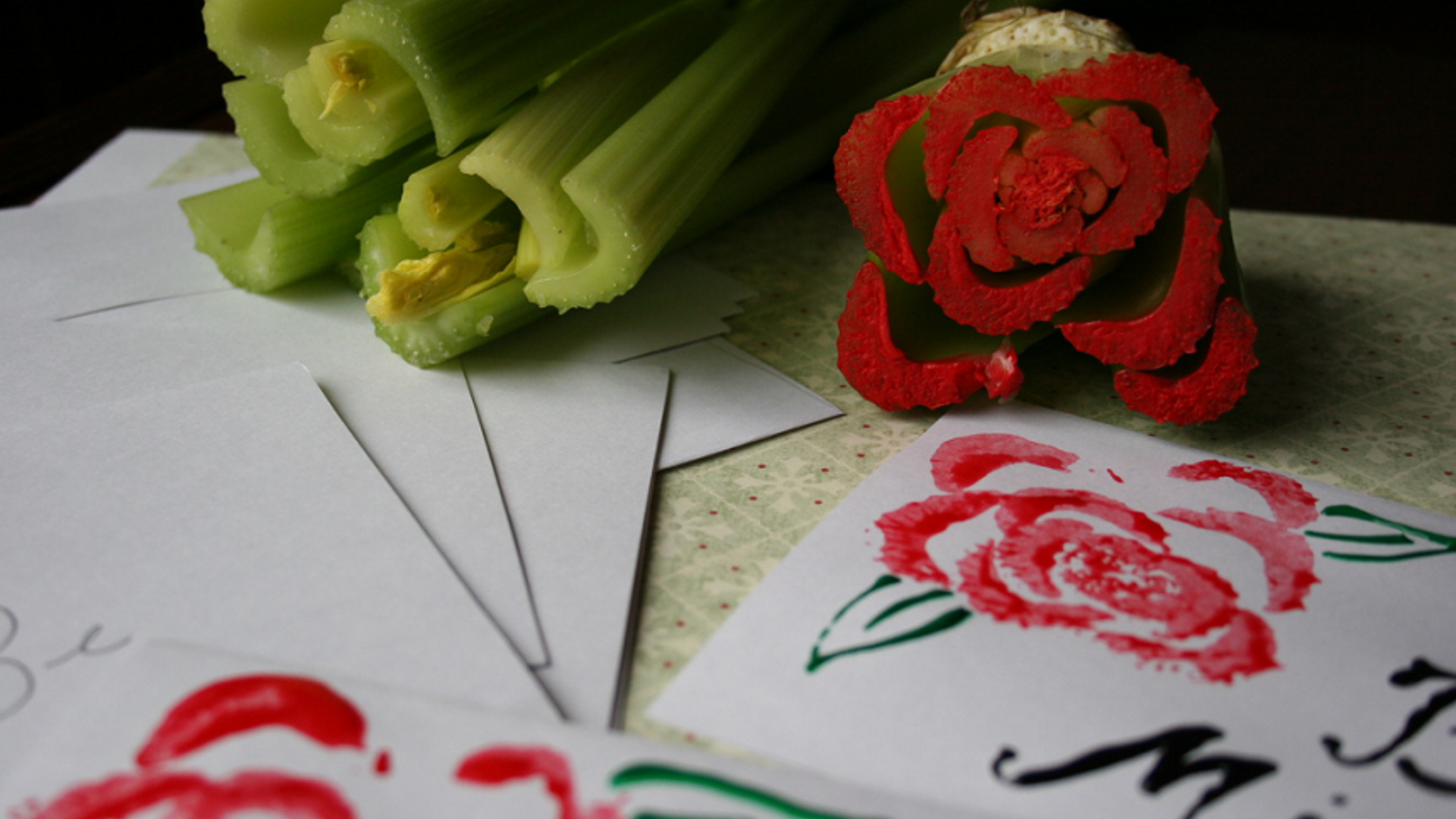 Celery-Stamped Valentines