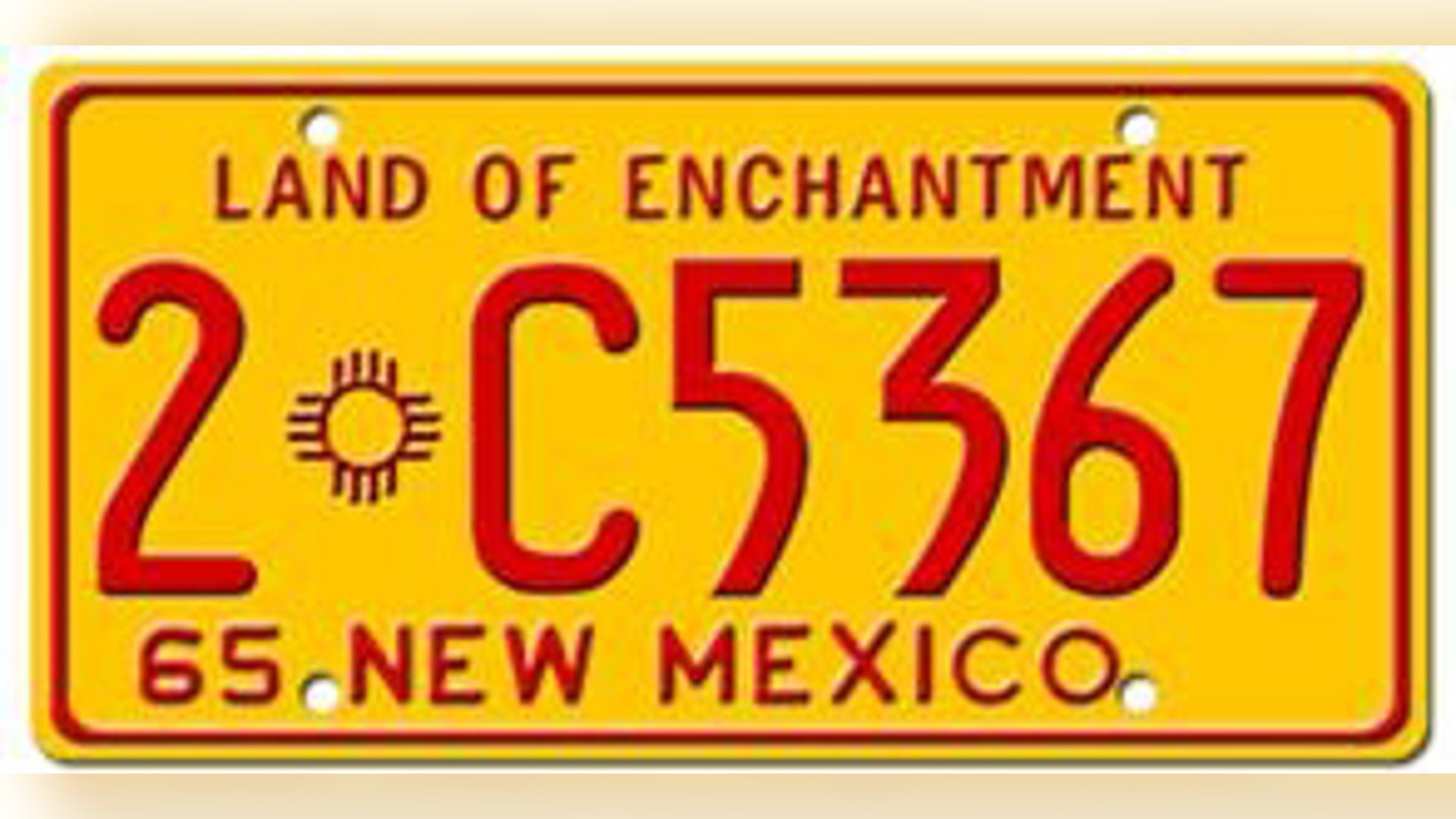 New Mexico Zia Sun Yellow Plate (1912-2012)