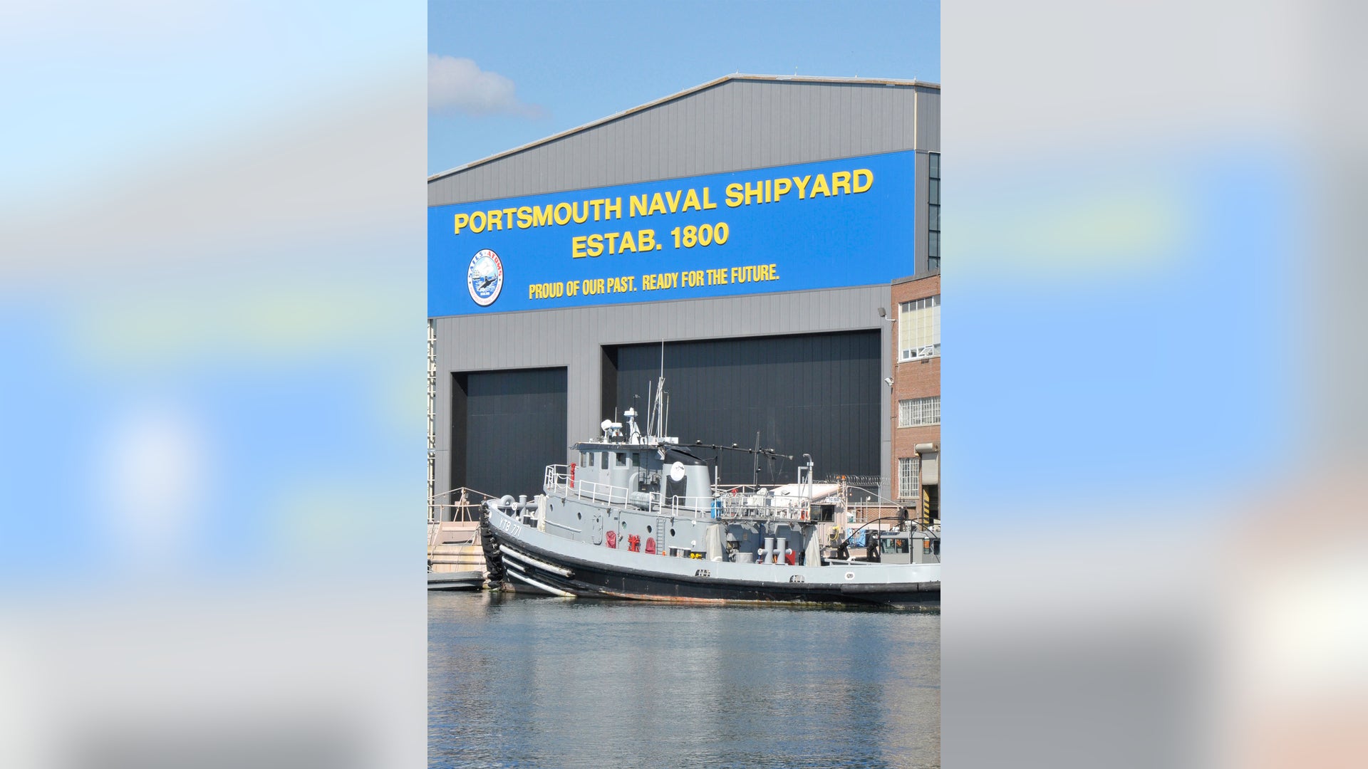 The sign at the Portsmouth Naval Shipyard in Kittery, Maine