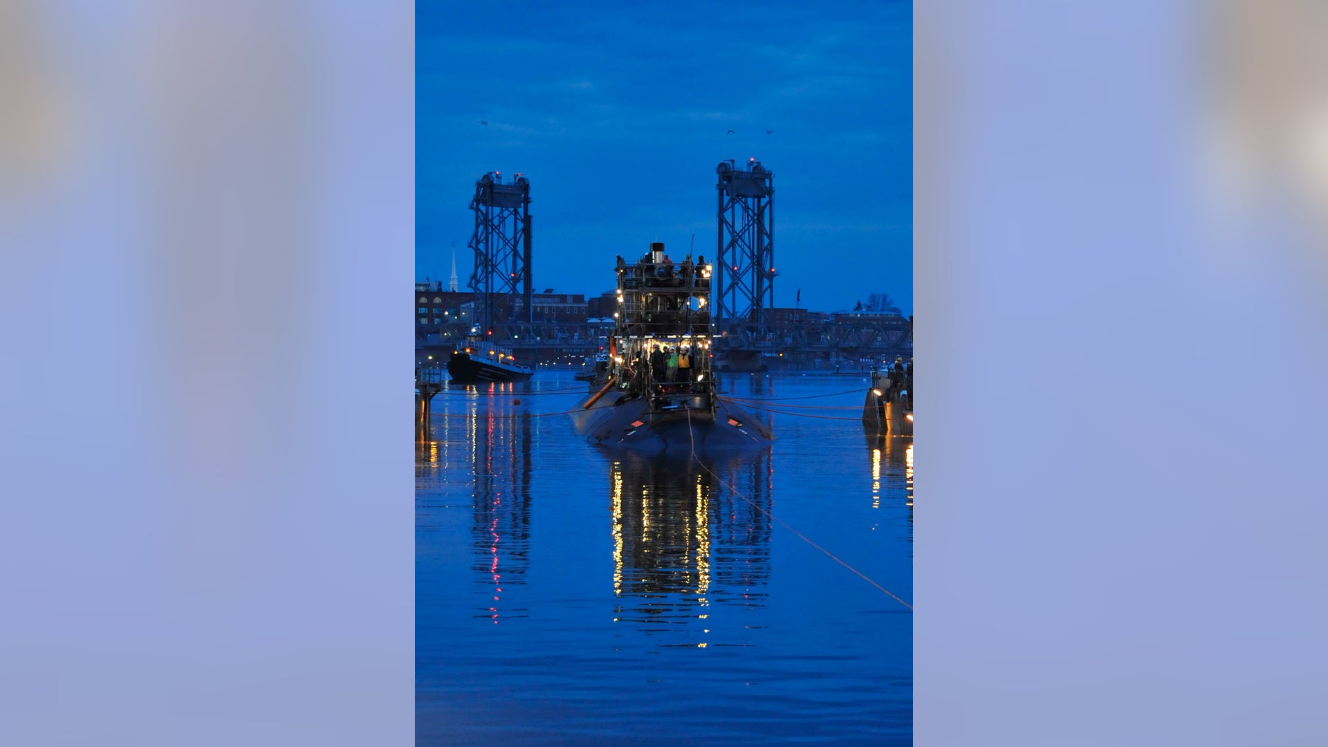 USS Topeka undocking at the Portsmouth Naval Shipyard 20 days ahead of schedule