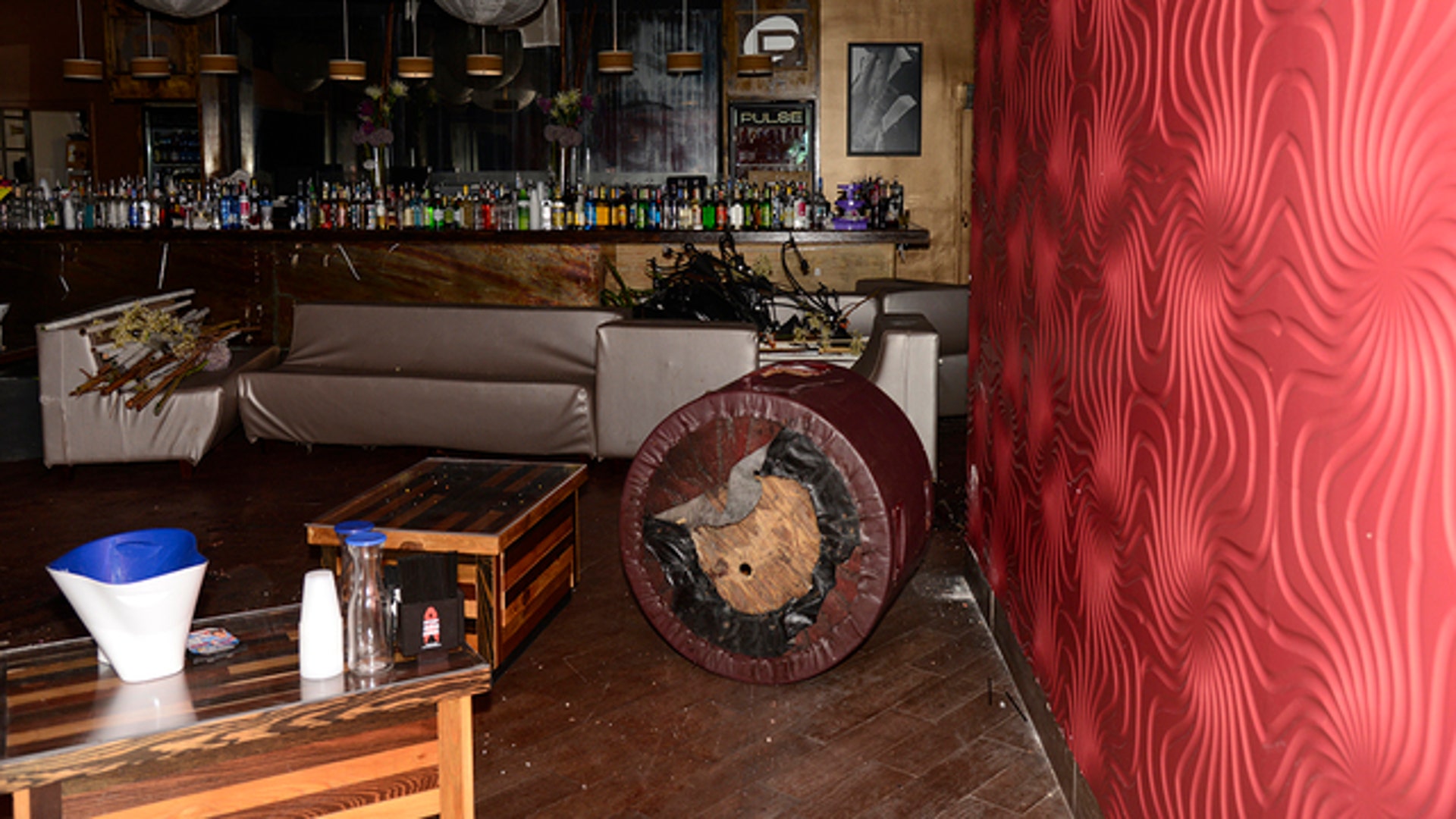 Upturned furniture inside the Pulse nightclub where Omar Mateen killed innocent people.