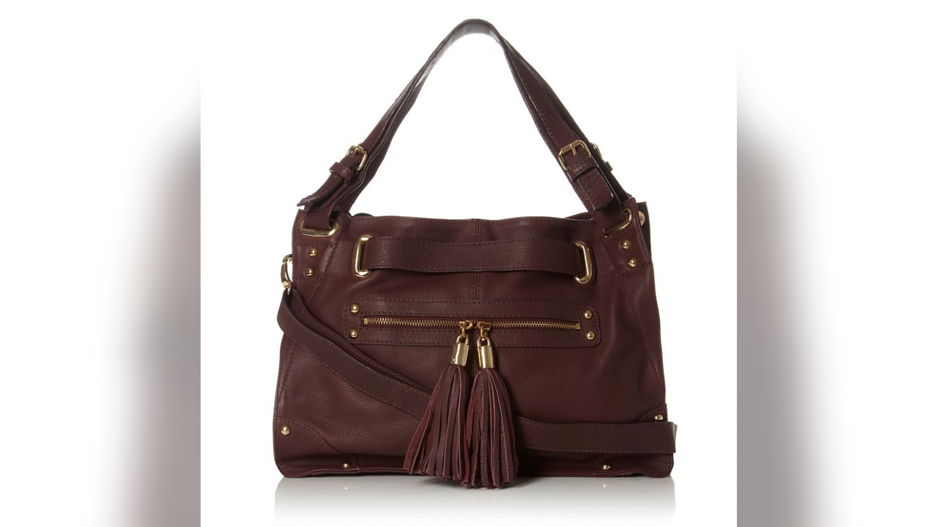 Oxblood 'D' Chope Front Tassel Eyelet Bag