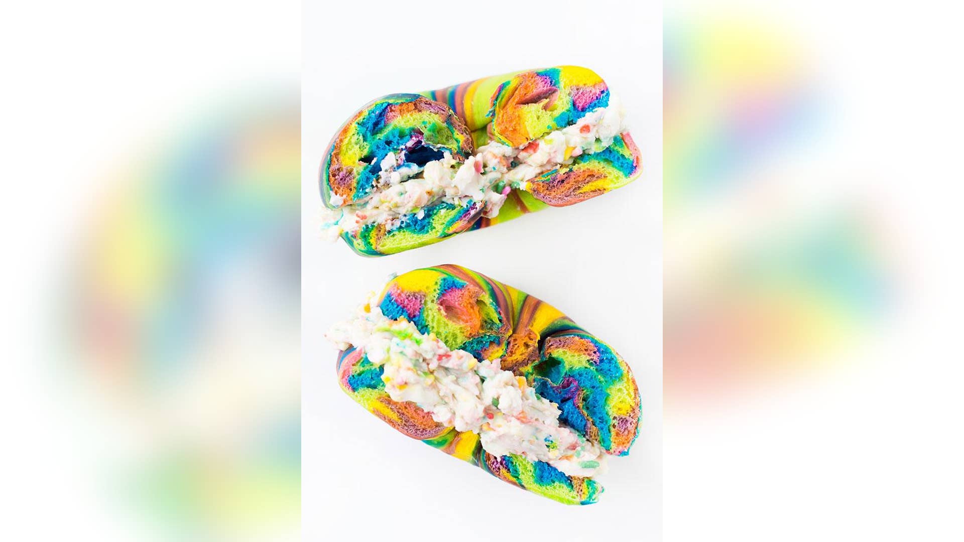 Rainbow Bagels with Funfetti Cream Cheese