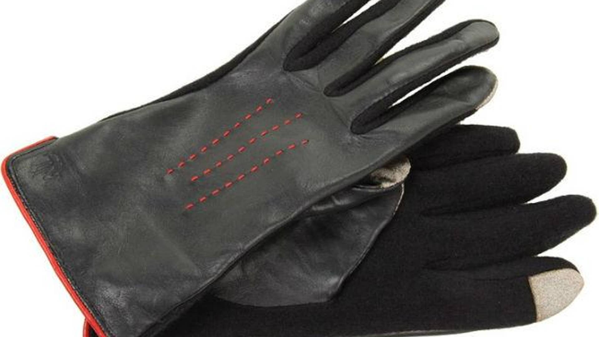 Lauren Ralph Lauren Cut & Sew Leather Back Tech Gloves
