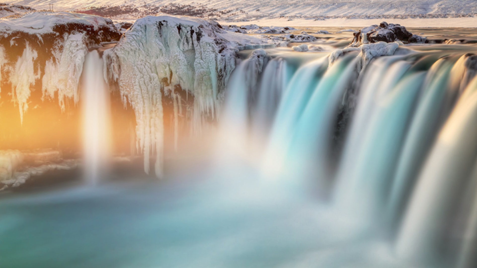 Last Light on Godafoss, Iceland