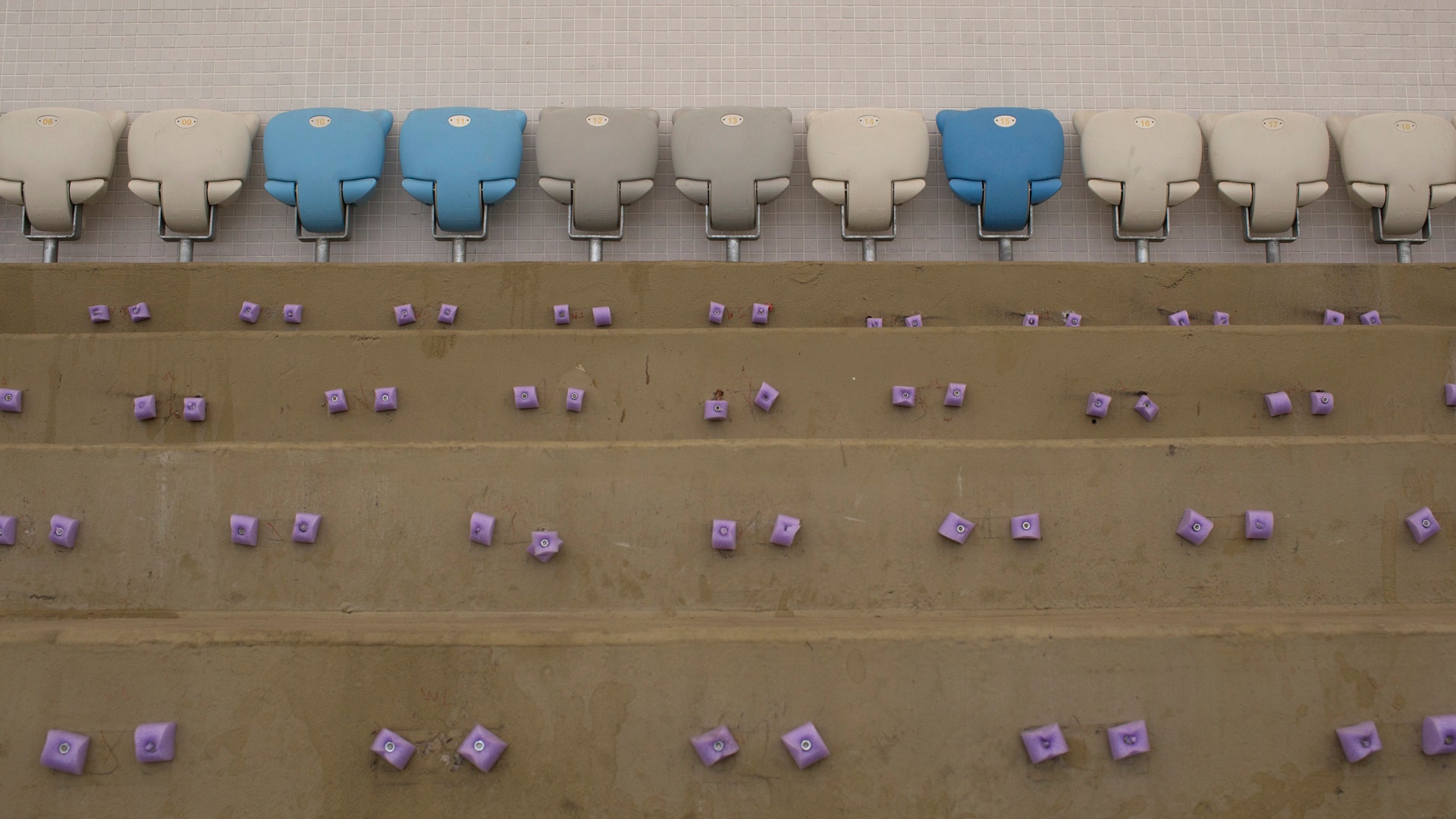 Nobs are left where seats were ripped out at Maracana stadium.