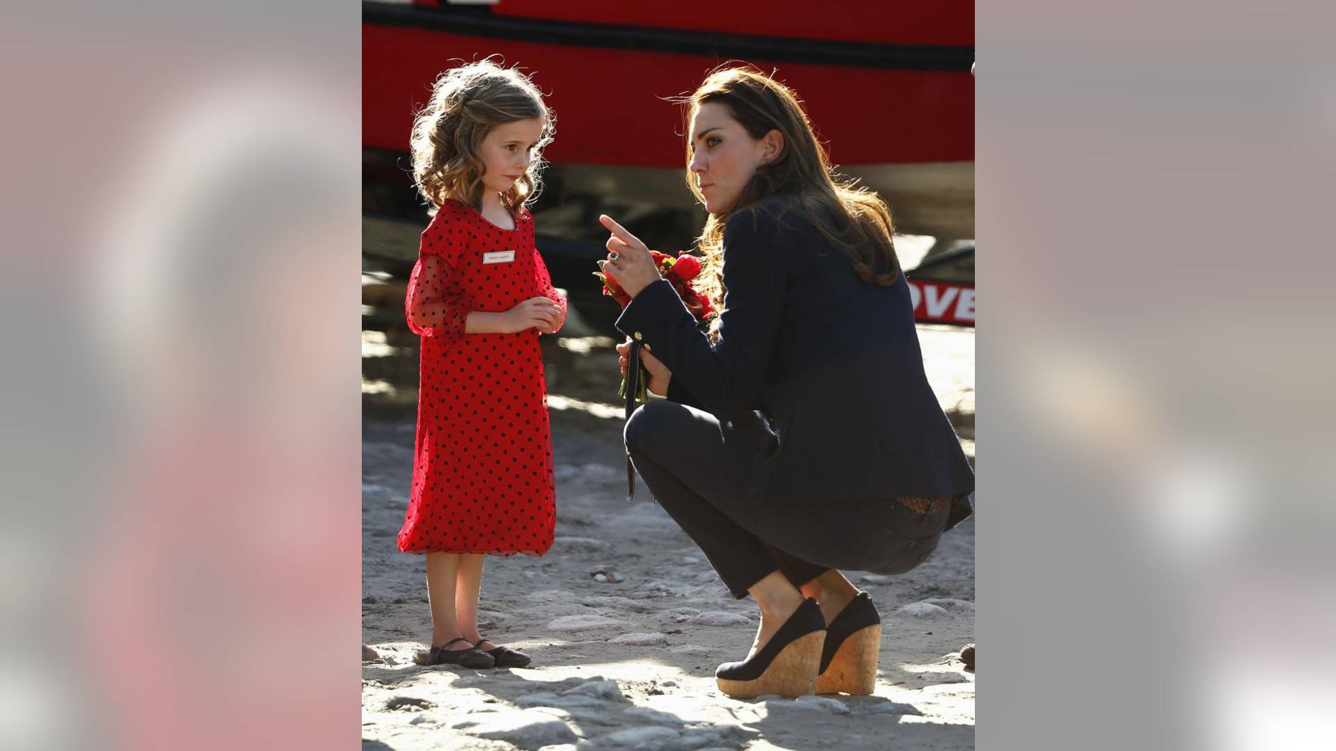 Receiving a bouquet of flowers