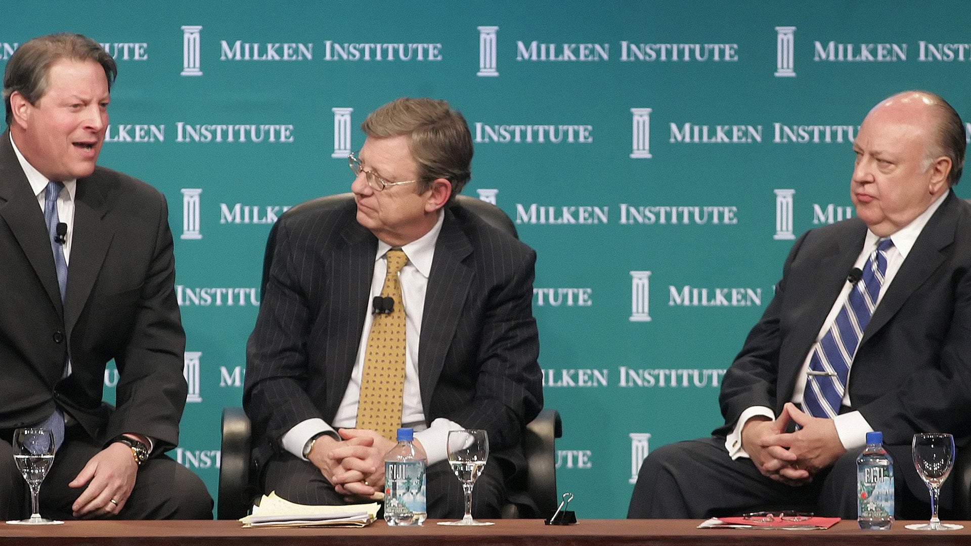 Roger Ailes with former Vice President Al Gore, left, and Jeff Greenfield, in 2005