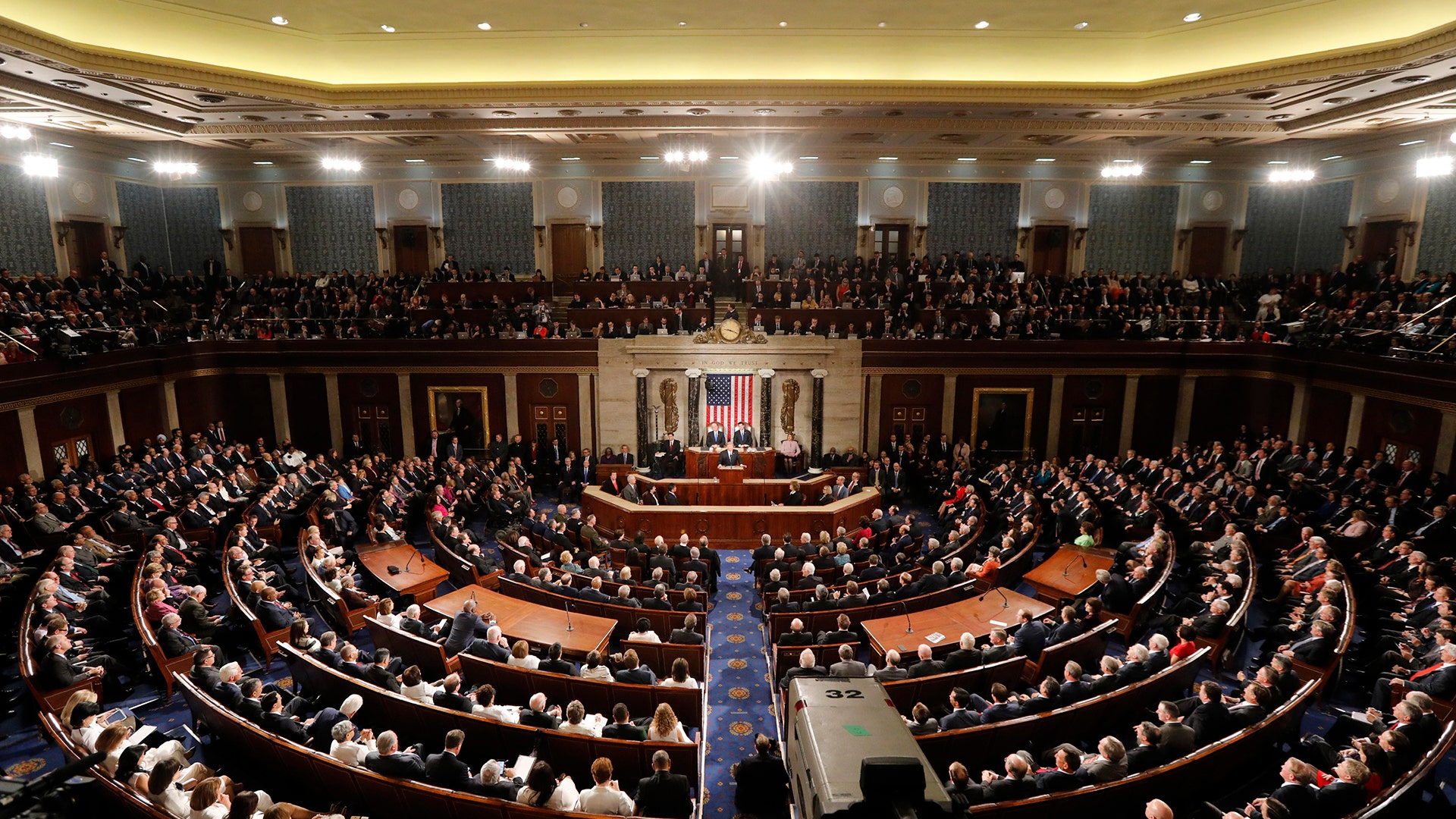 President Donald Trump addresses a joint session of Congress on Capitol Hill in Washington.