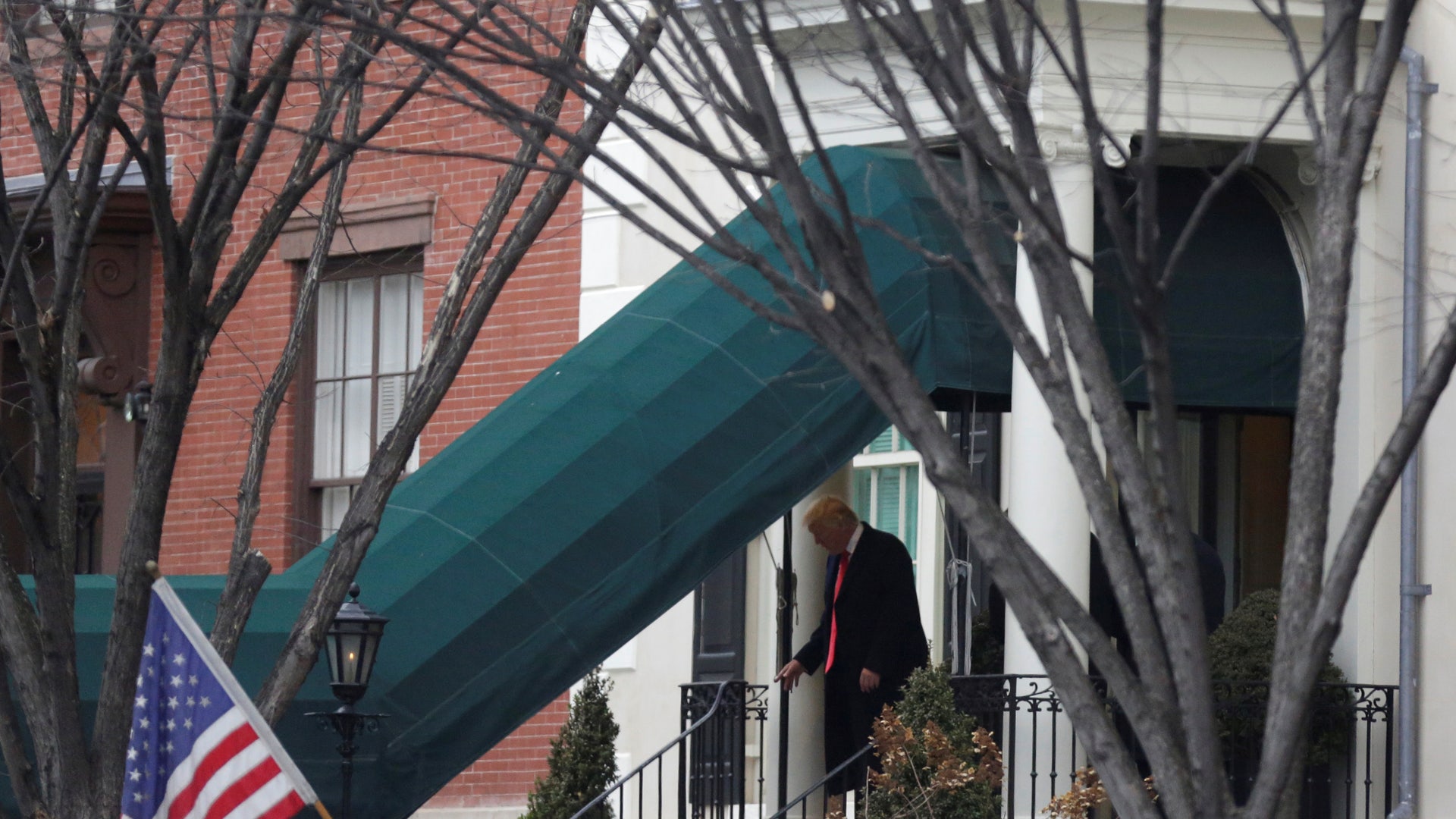 U.S. President-elect Donald Trump and his wife Melania depart Blair House for a church service before the 58th Presidential Inauguration in Washington.