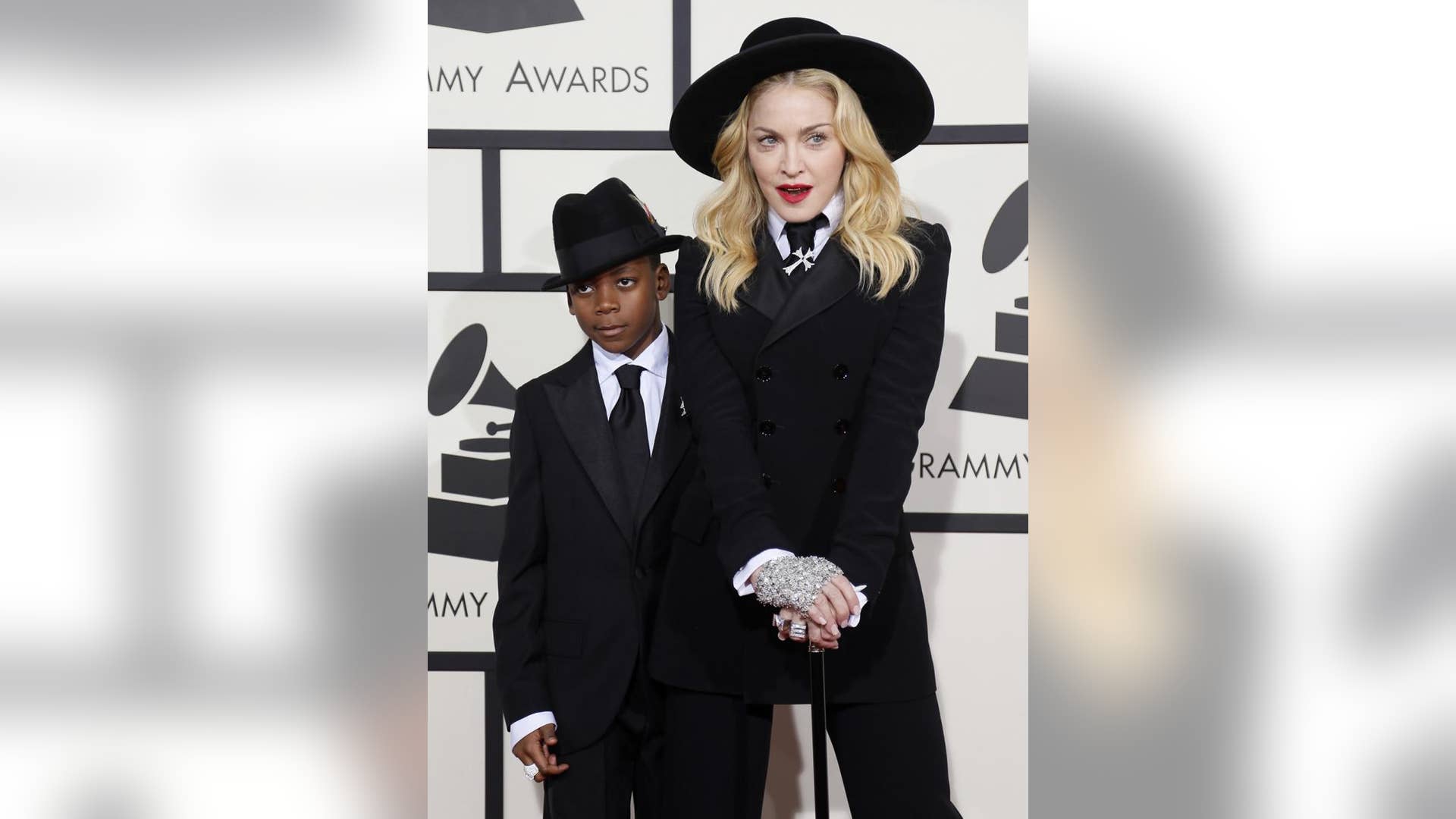 Madonna and her son, David Ritchie, at the 2014 Grammy Awards.
