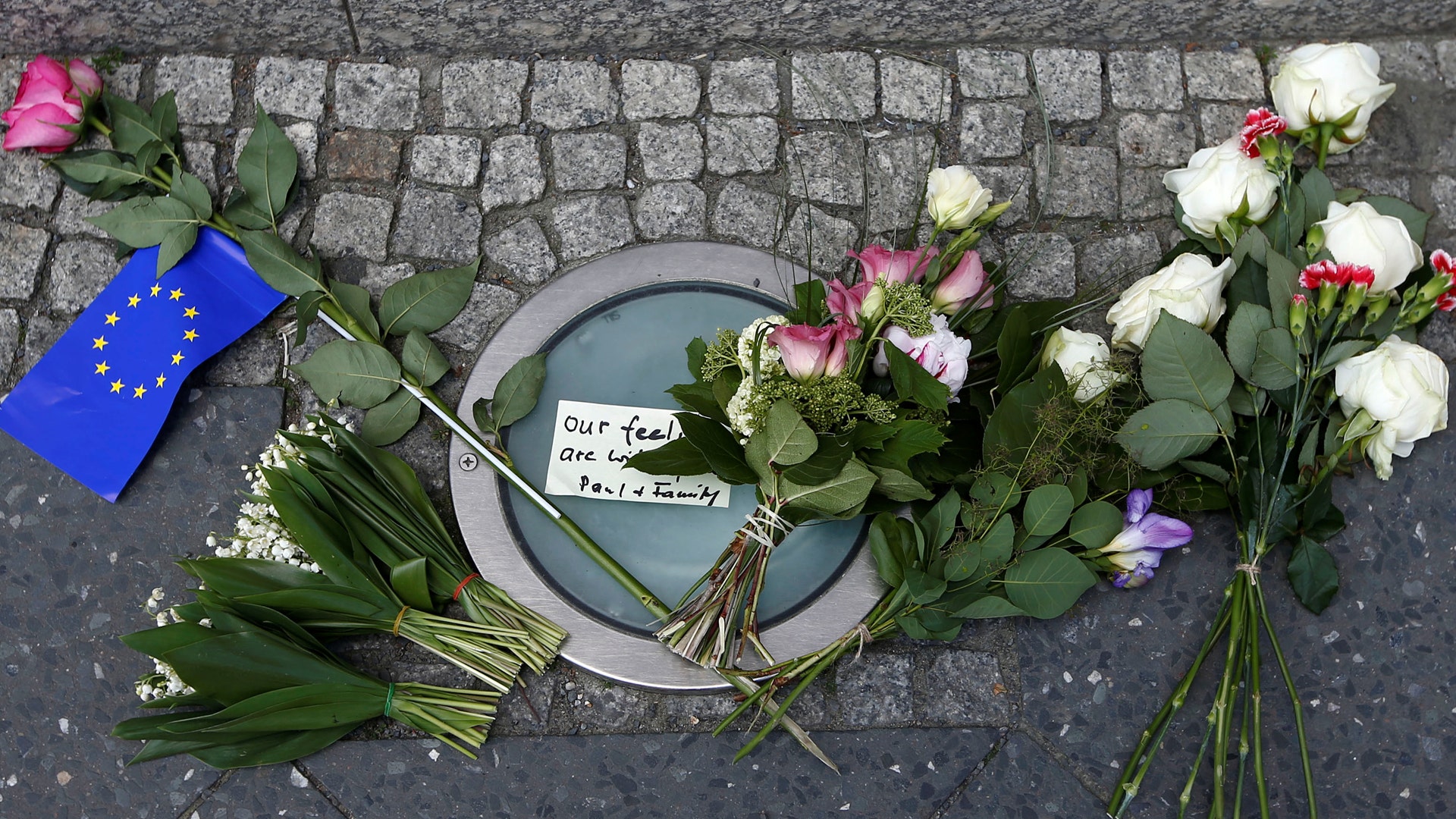 Flowers as a tribute for victims of Monday's suicide bombing at Manchester Arena