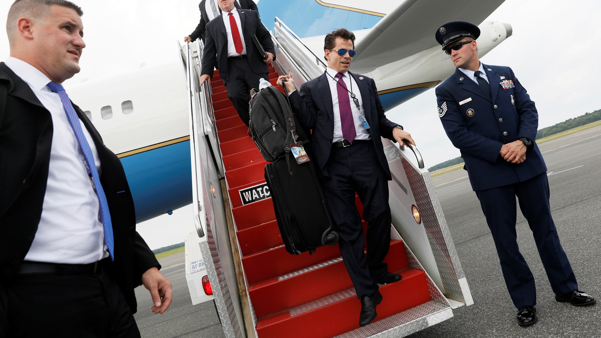 Anthony Scaramucci getting off Air Force One on July 28, 2017