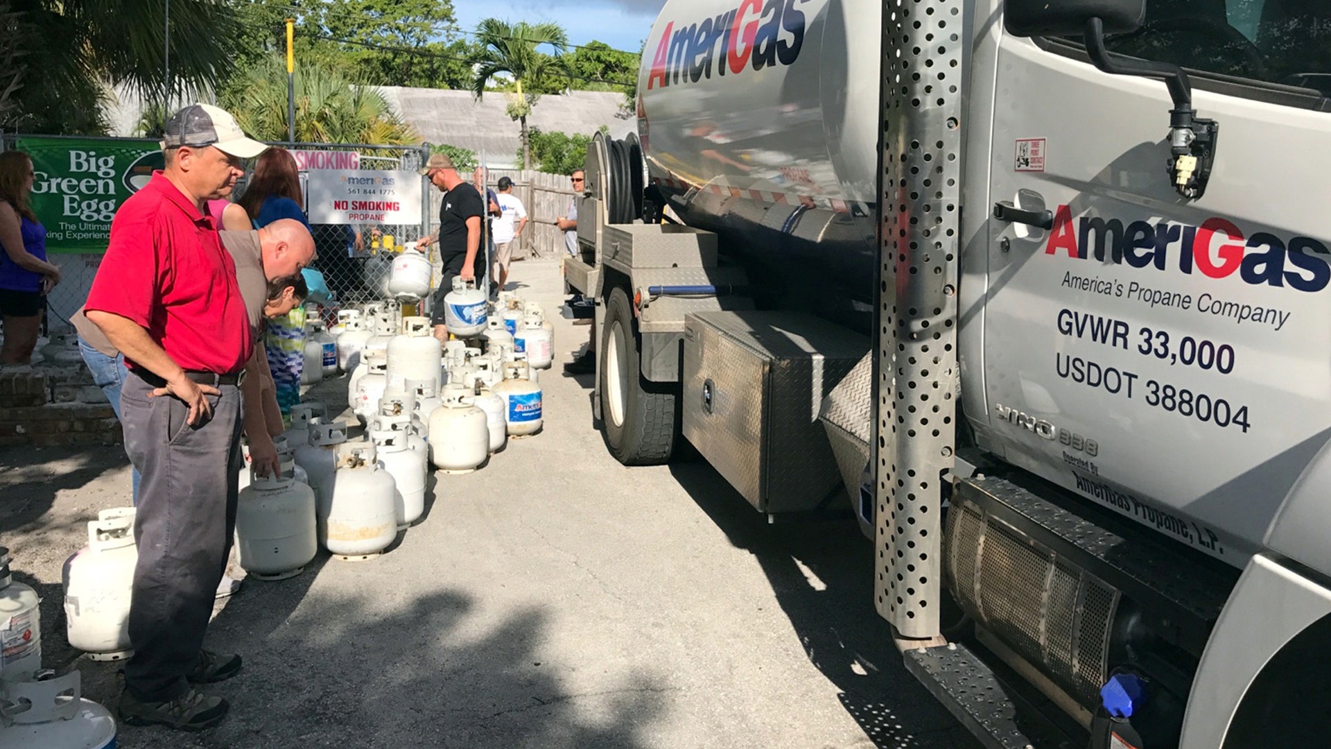 In preparation of Hurricane Irma, residents of Boca Raton line up for propane in Boca Raton, Florida, Wednesday