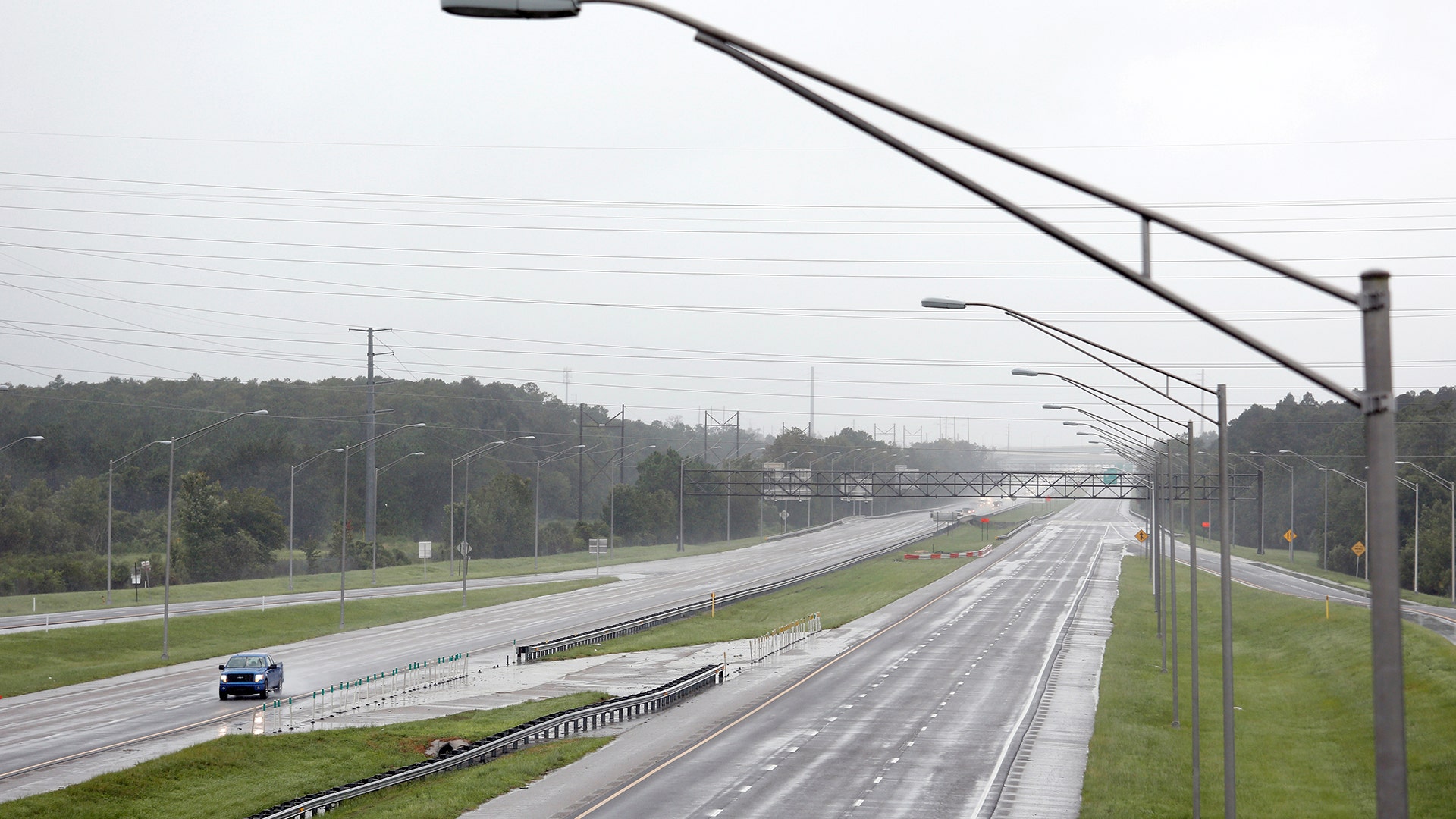 Empty Interstate 4 near the Florida theme parks is seen ahead of the arrival of Hurricane Irma in Kissimmee, Florida