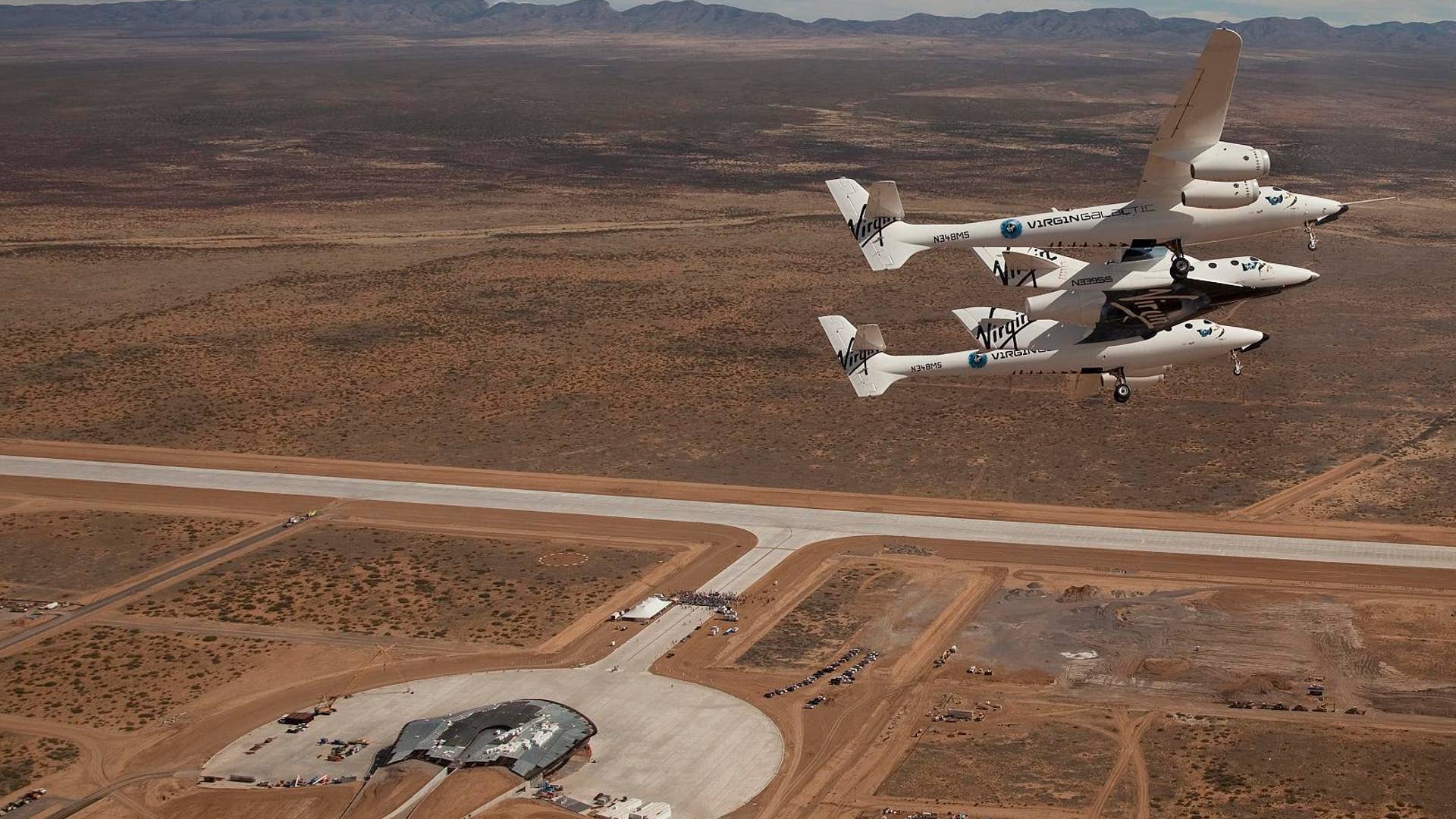 VSS Enterprise flies over Runway Dedication at Spaceport America