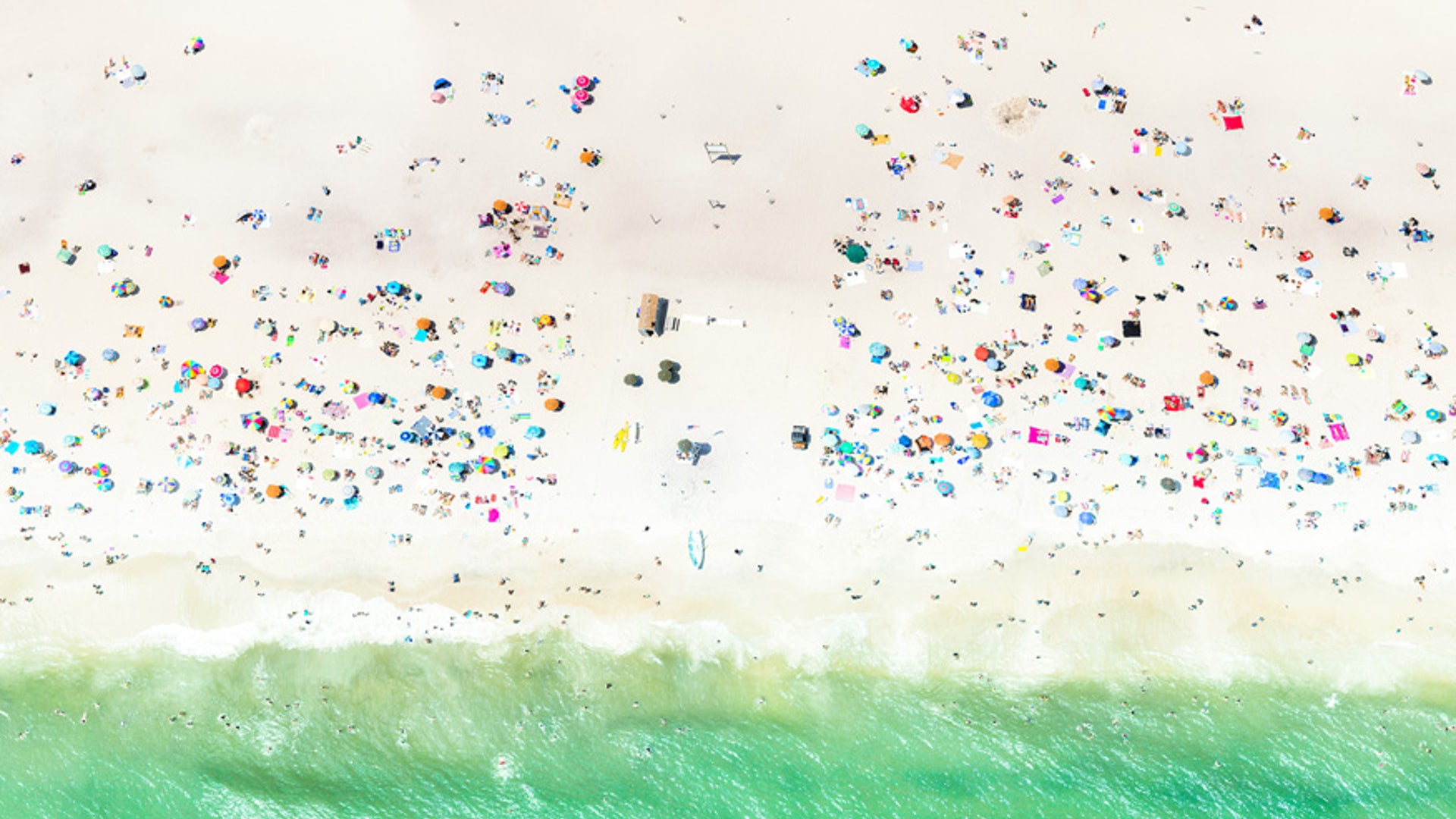 Colorful Beach Umbrellas Dot the Hamptons Sand