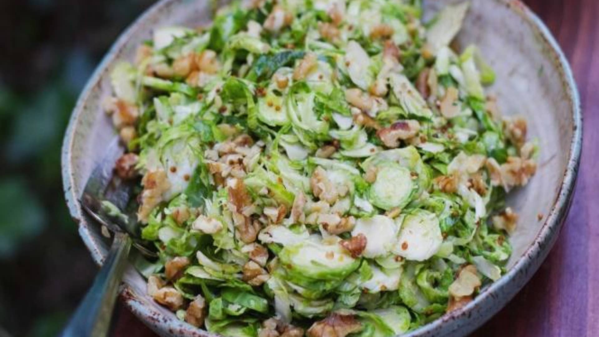 Shredded Brussel Sprouts Salad With Walnuts