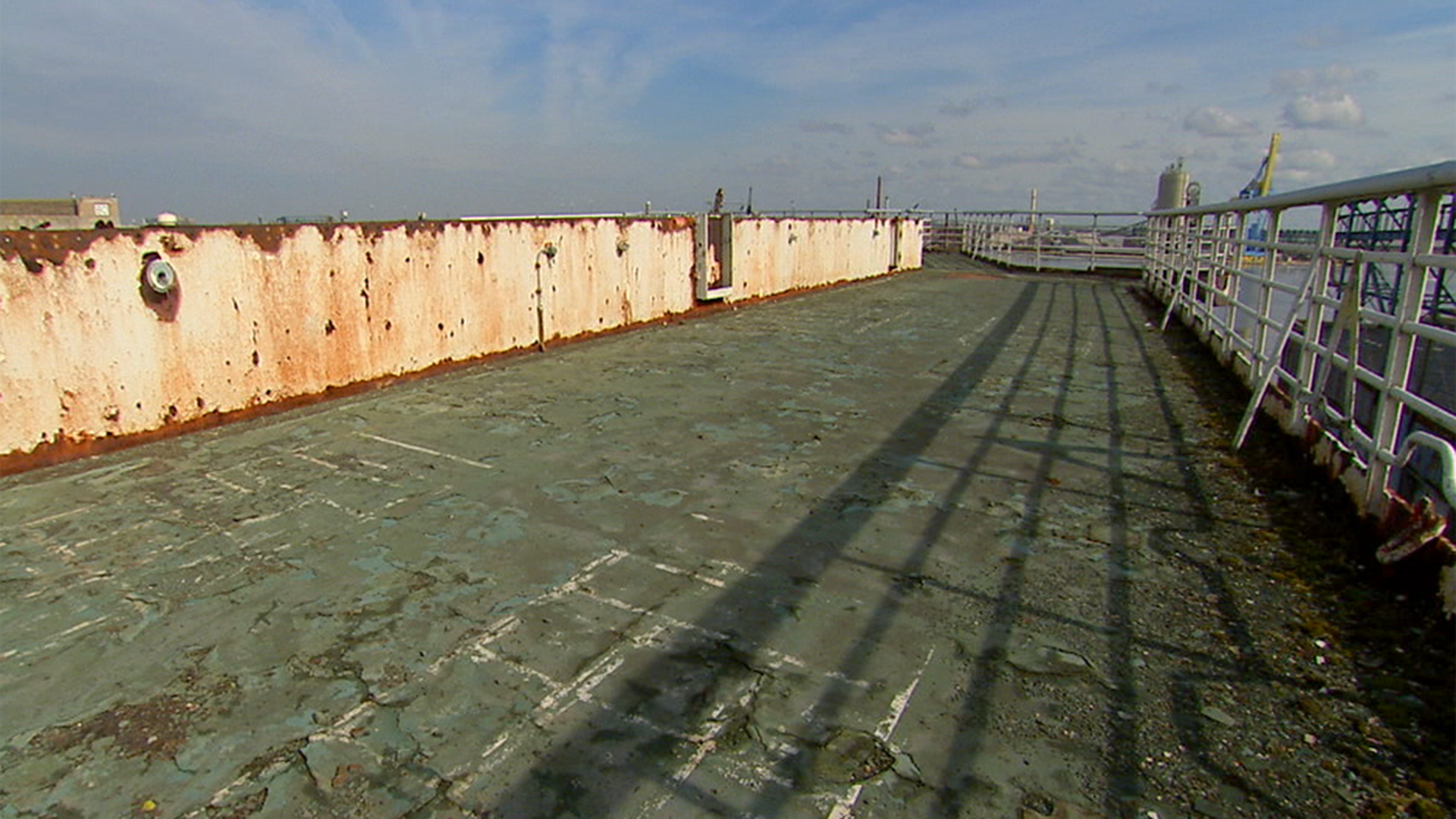 The faint traces of the shuffleboard court can still be seen today.