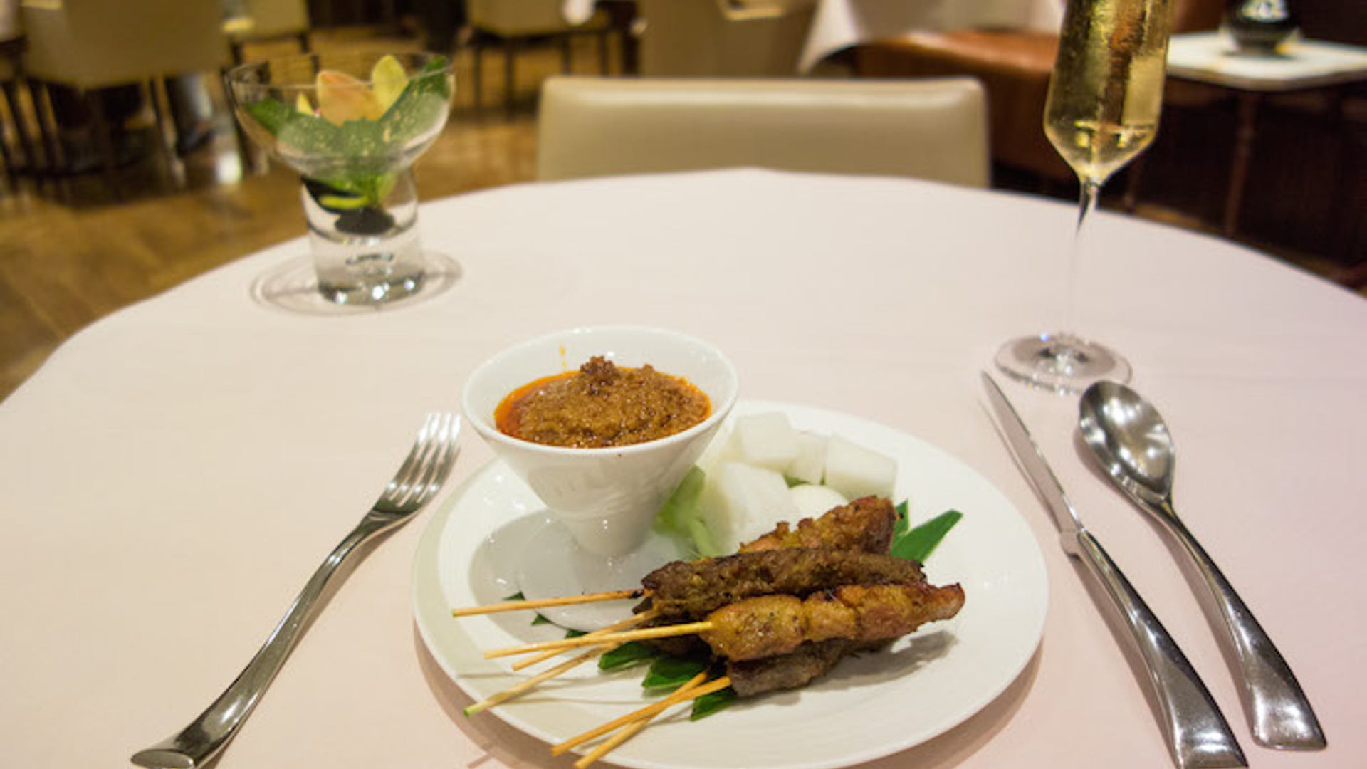 Chicken and mutton satay plate in The Private Room