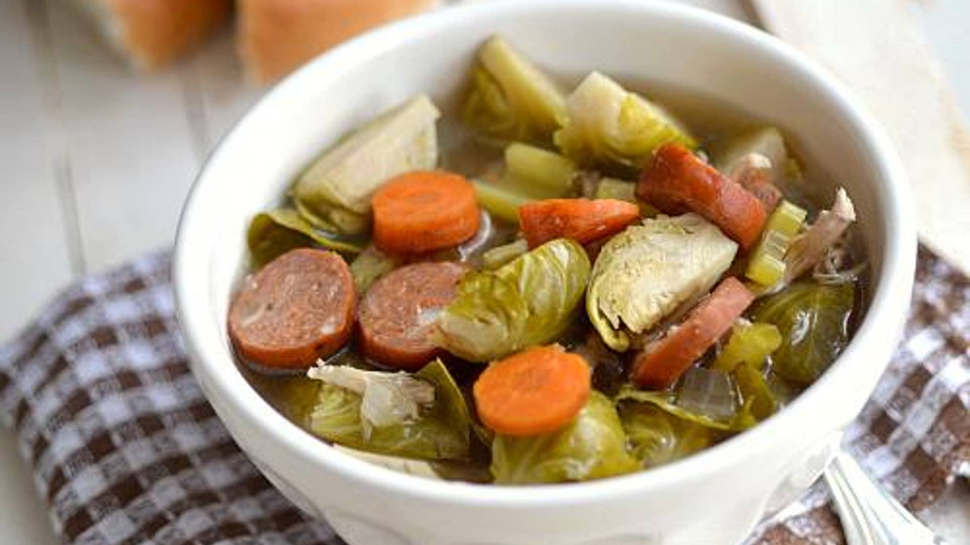 Brussels Sprout and Chicken Sausage Soup