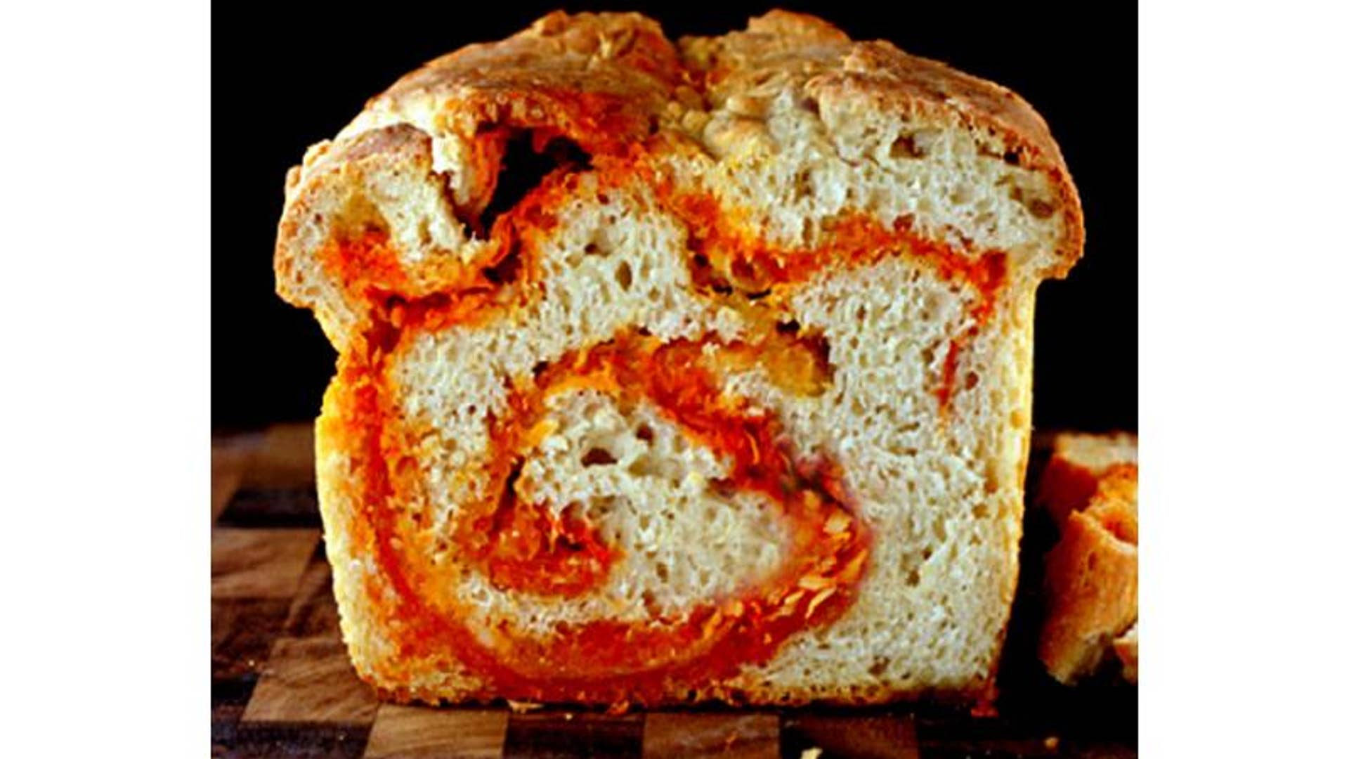 Crusty Sriracha Cheddar Pepper Jack Swirl Bread