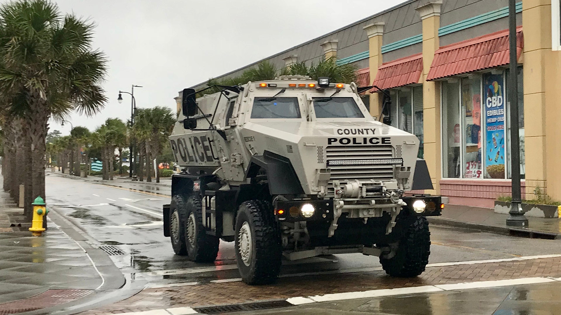 A police vehicle on patrol in Myrtle Beach, South Carolina, Friday
