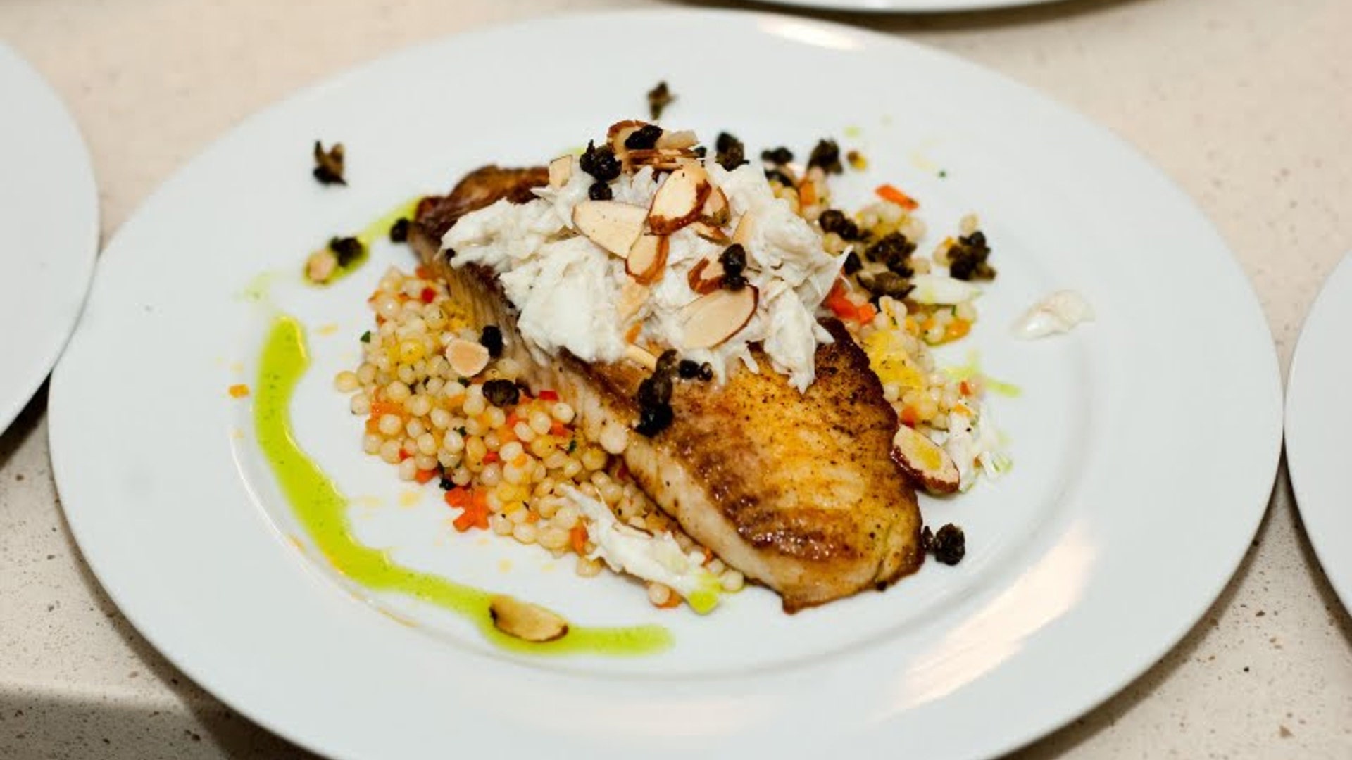 Pan Seared Tilapia with Toasted Almonds and Lump Crab