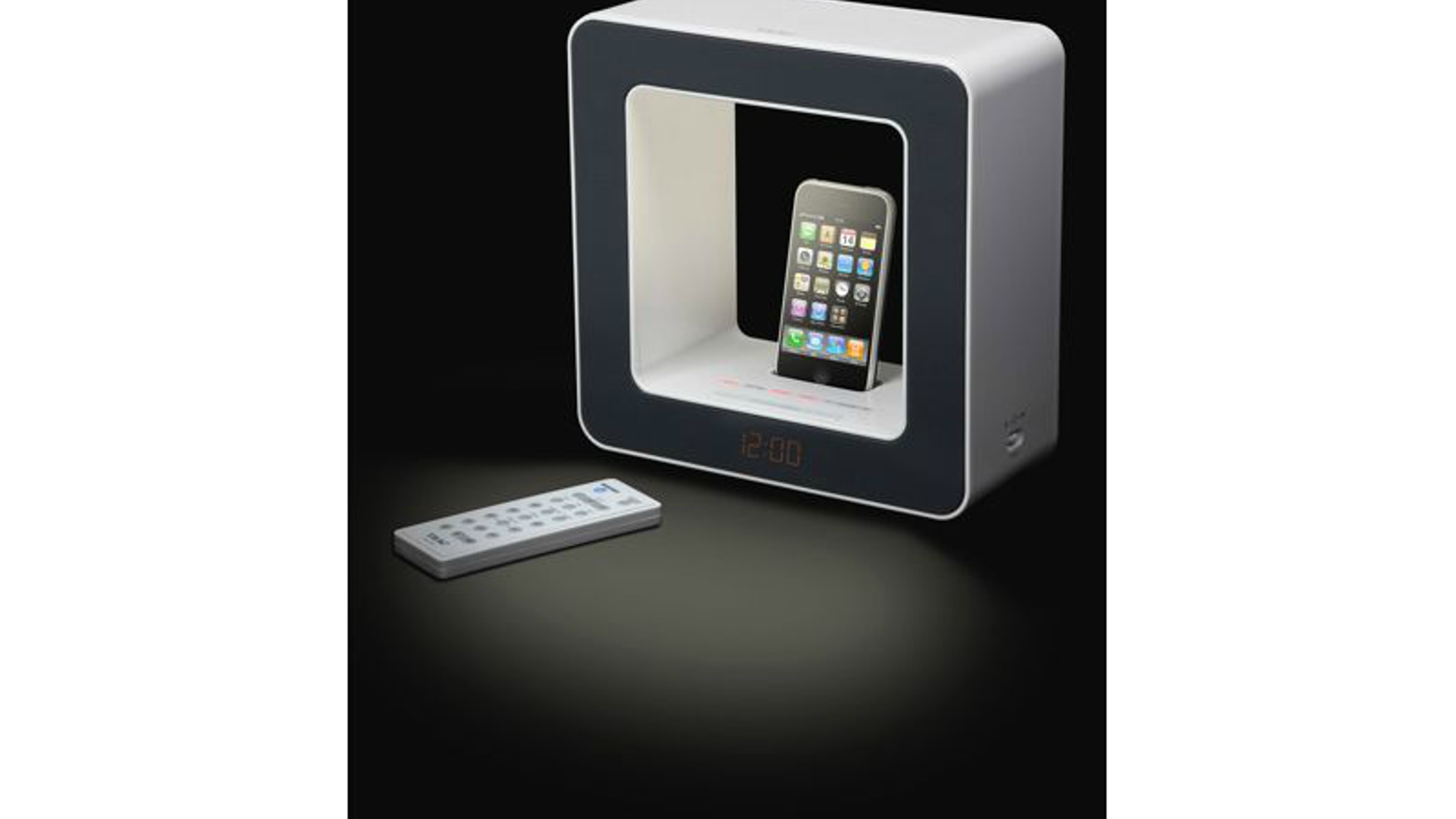 TEAC SR-LUXiWT Table Lamp with Built-in FM Clock Radio and iPod/iPhone Dock