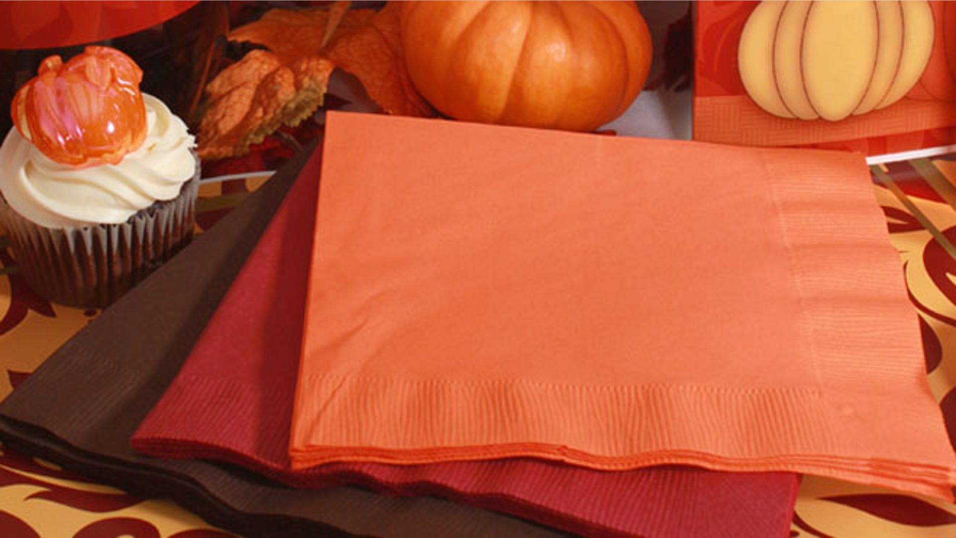 N is for napkins. Take your fancy paper plates and add a touch of holiday spirit with Thanksgiving themed napkins.