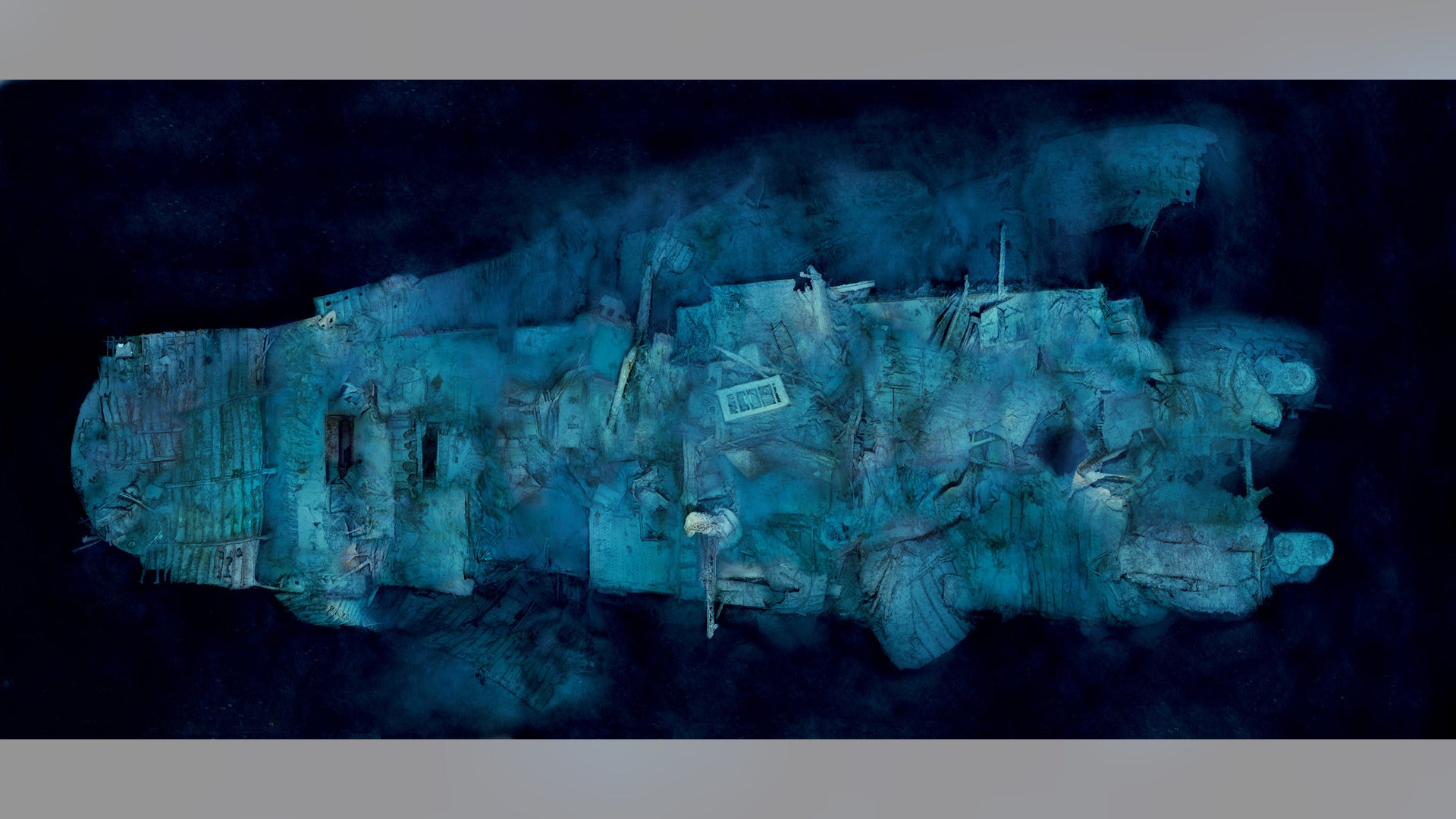 titanic battered stern overhead