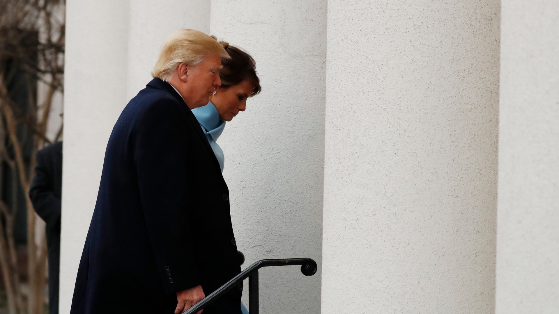 President-elect Donald Trump and his wife Melania arrive for church service at St. John’s Episcopal Church across from the White House in Washington