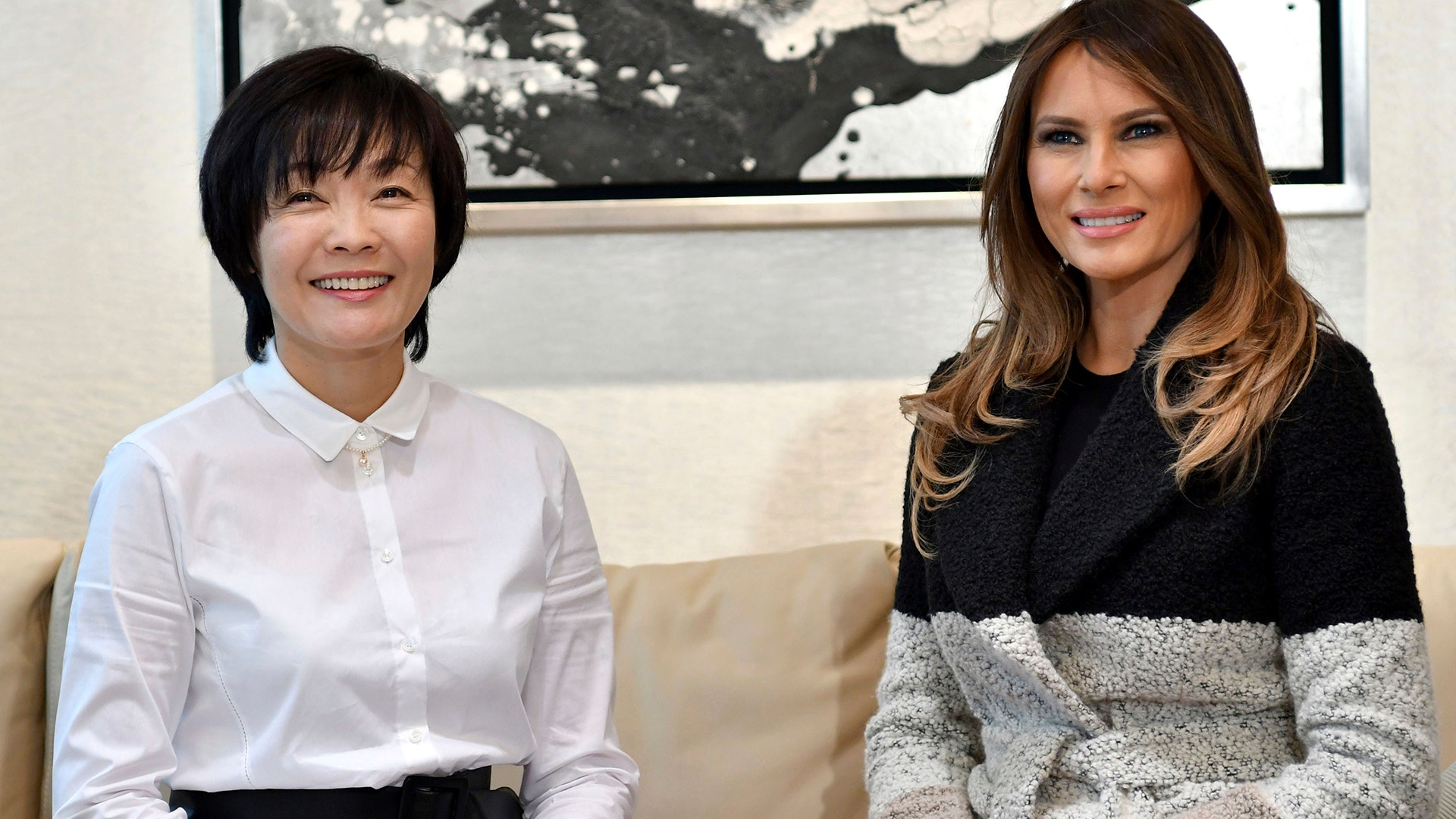 U.S. first lady Melania Trump, with her Japanese counterpart Akie Abe.