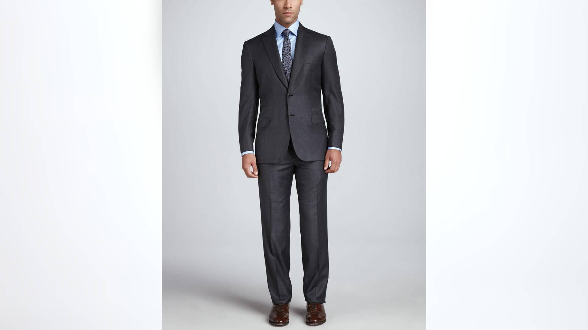 Brioni Italian Handmade Wool Two-Piece Suit in Gray