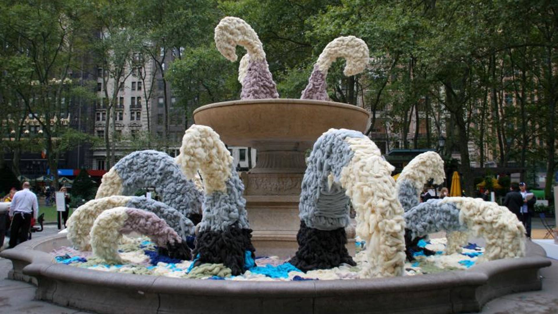 Bryant Park Fountain, Overflowing with Wool