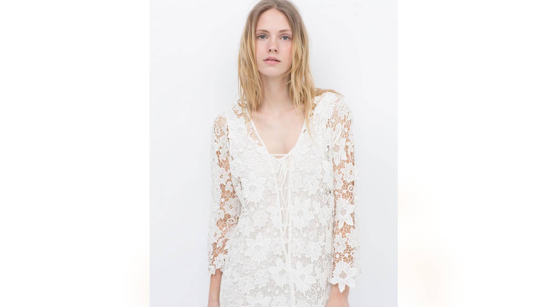 Tie Neckline Guipure Dress