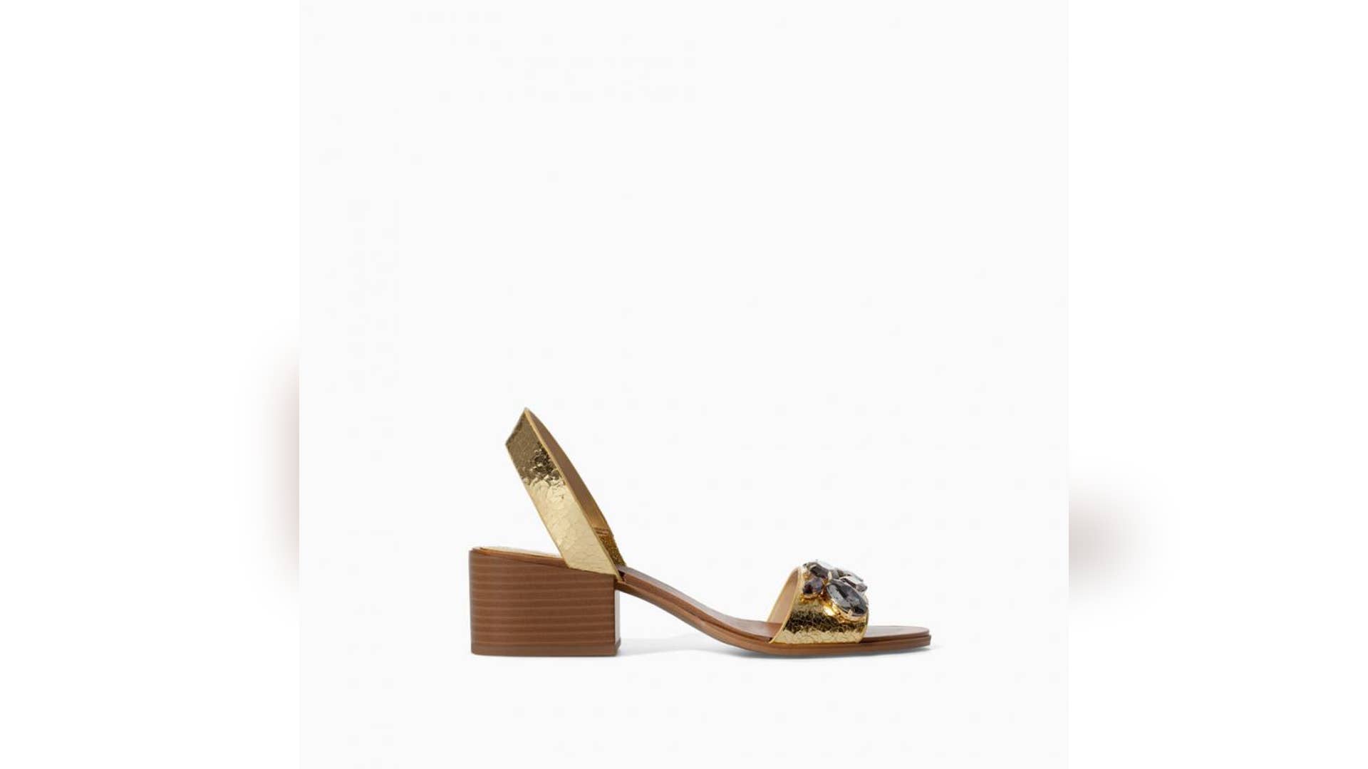 Medium Heel Leather Embellished Sandal