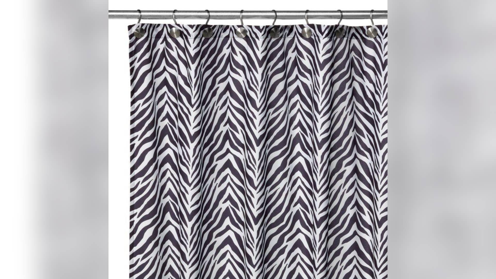 WaterShed Single Solution 2-in-1 Zebra Fabric Shower Curtain