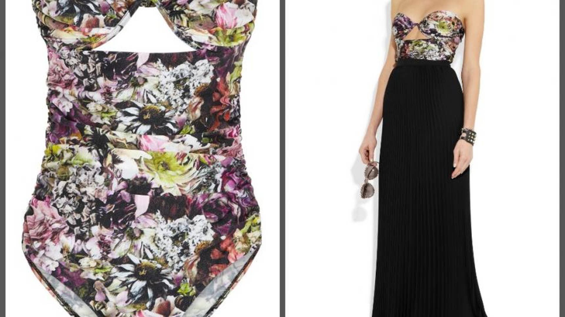 Bandeau Cutout One-Piece + Maxi Skirt