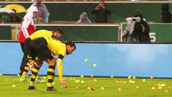 Dortmund fans protest ticket prices with tennis balls