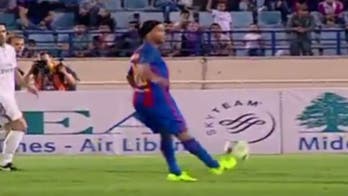 Ronaldinho proves he's still got it with a filthy no-look assist against Real Madrid legends