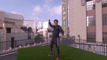 Watch Neymar score a goal from a rooftop kicking across Hollywood Blvd