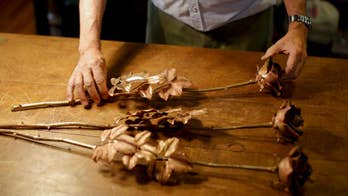 Argentine goldsmith creates roses from Falklands war weapons