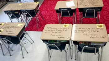 Teacher turns students' desks into letters of inspiration