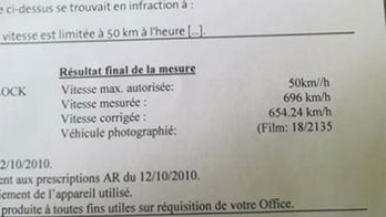 Driver issued $7,800 ticket for going over 400 mph