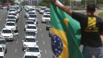 Taxi drivers protest against Uber in Brazil's capital