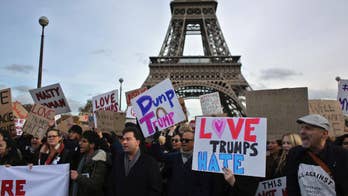 Hundreds of people protest against Trump in French capital