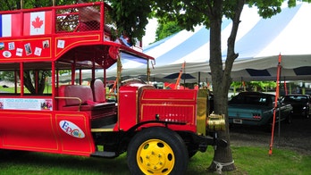 Schoolkids crash classic double-decker Disney bus at museum